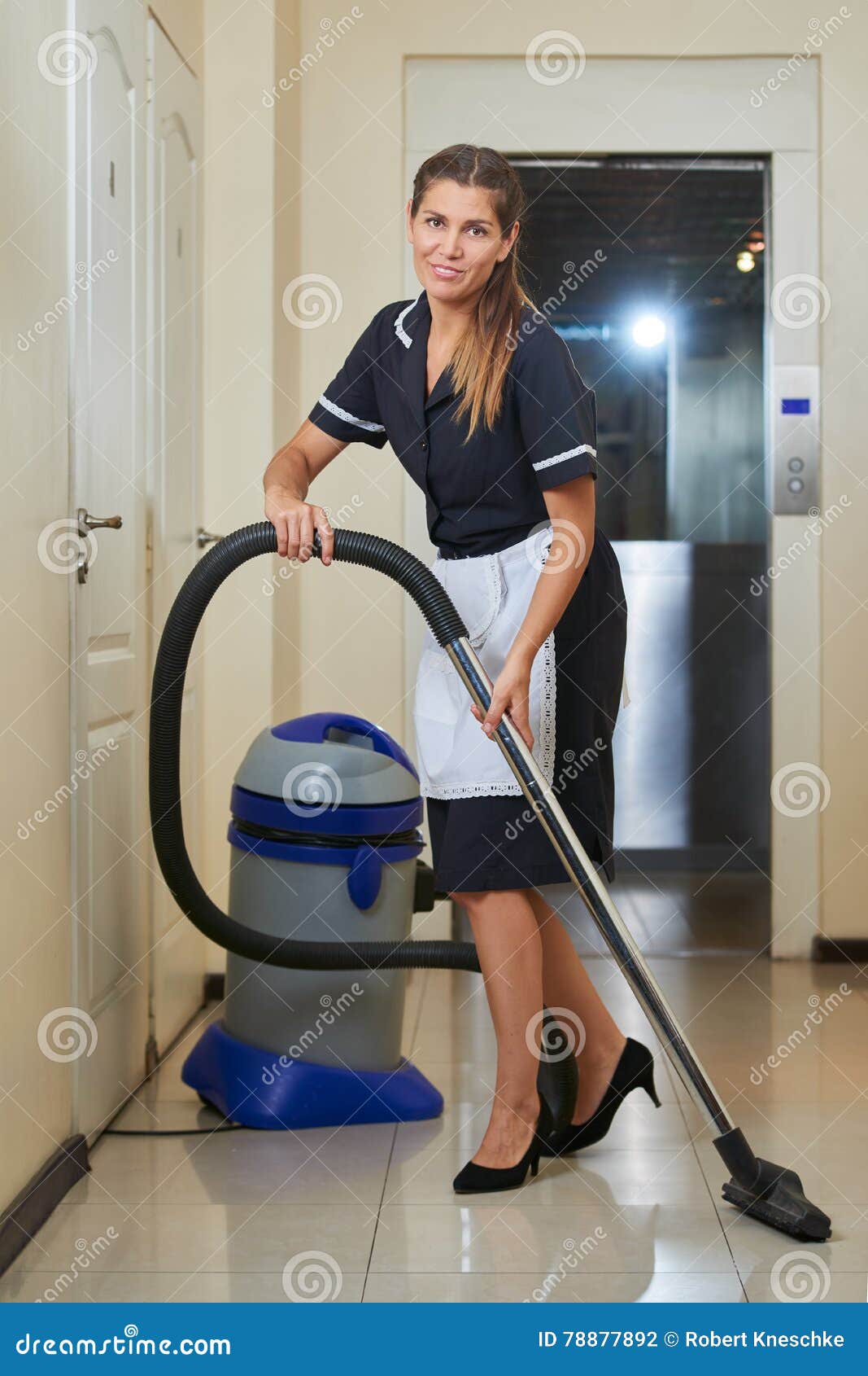 Hotel Maid with Vacuum Cleaner Stock Photo Image of service