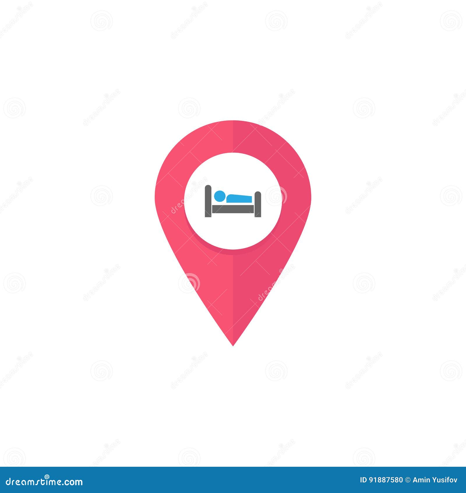 Hotel Pin Flat Icon, Navigation  Stock Vector Illustration of