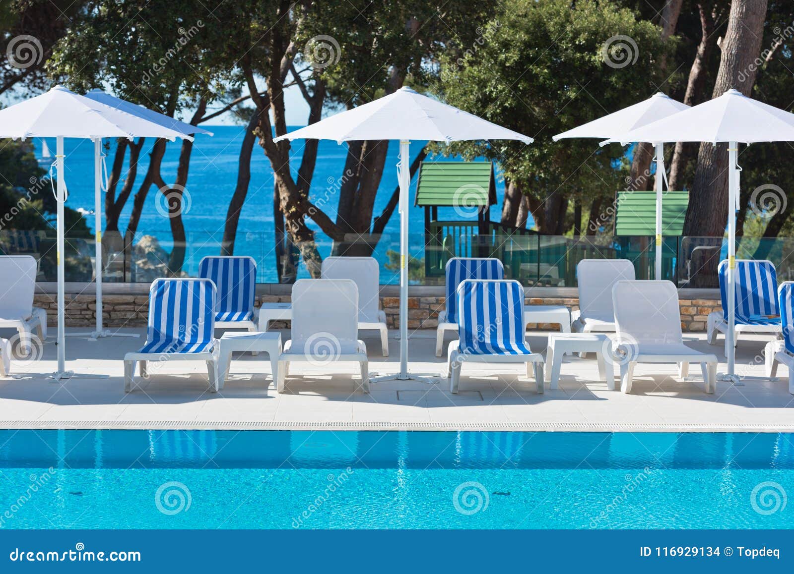 Hotel Poolside Chairs With Sea View Stock Photo Image Of Luxury