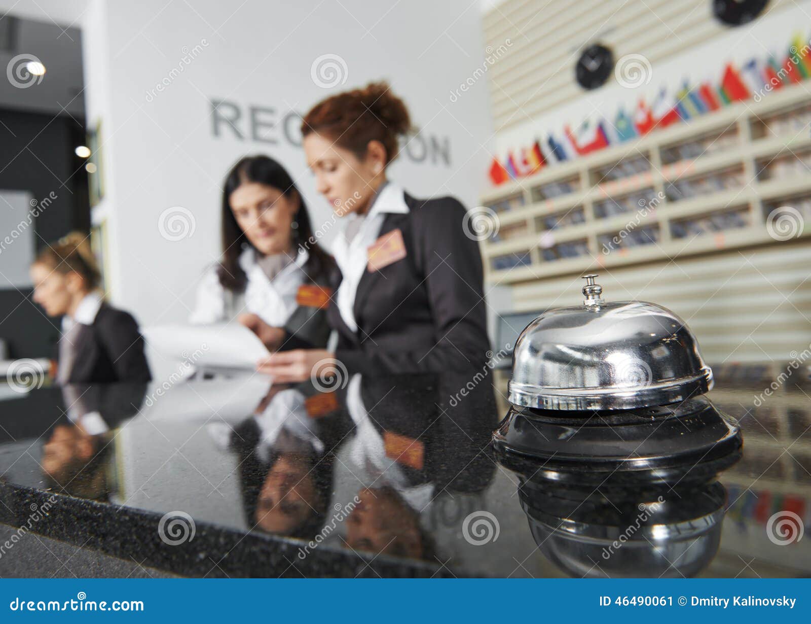 Hotel reception with bell stock image. Image of entry 46490061