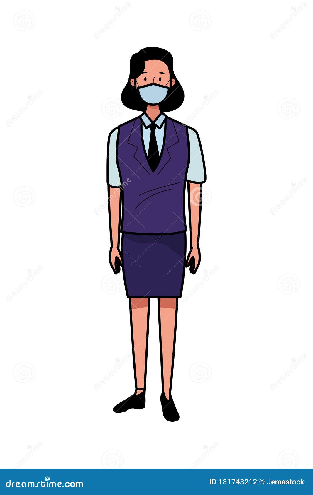 Download Hotel Receptionist Female Worker Using Face Mask For Covid19 Stock Vector - Illustration of ...