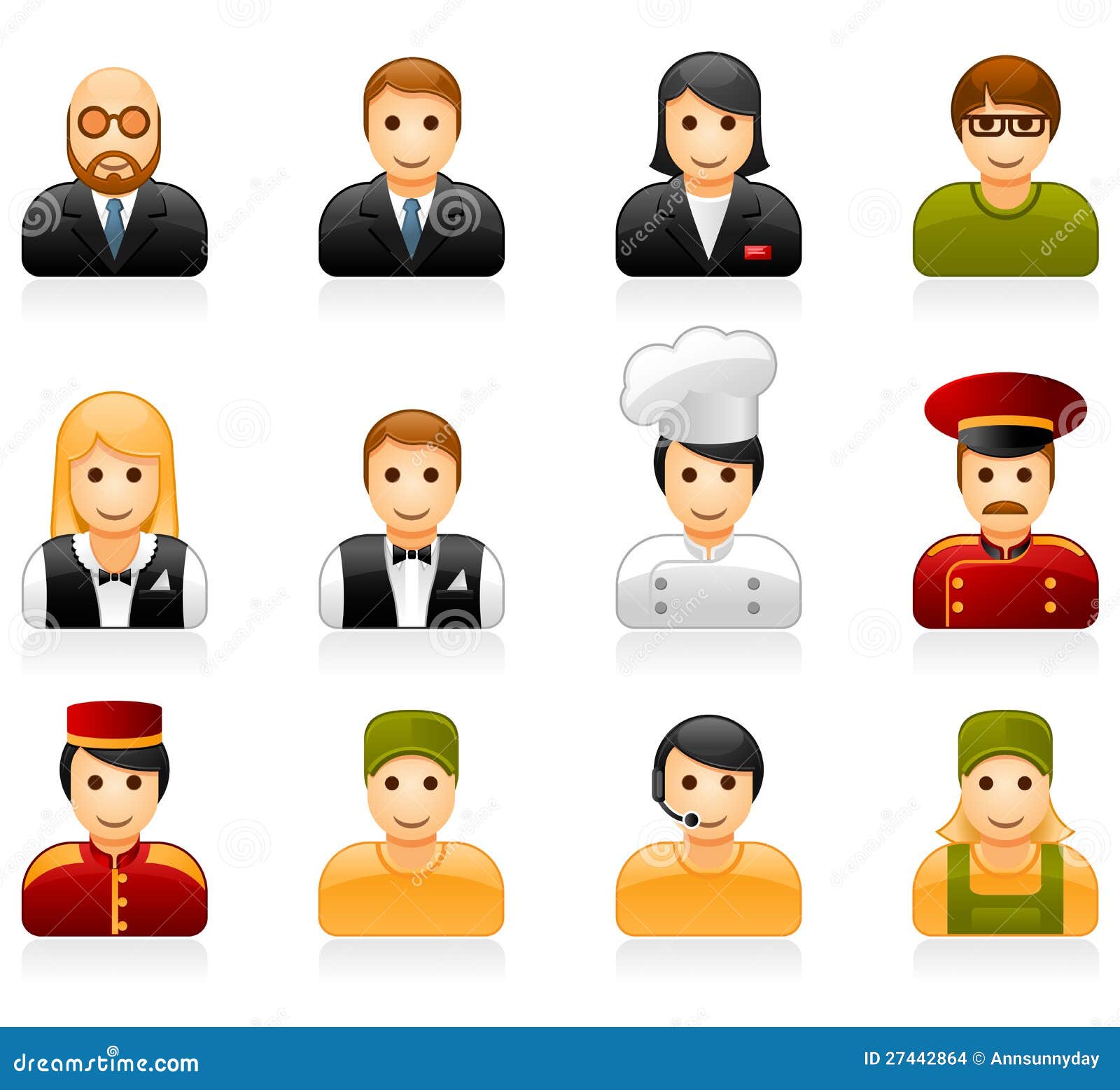 Hotel And Restaurant Staff Icons Stock Vector - Image: 27442864