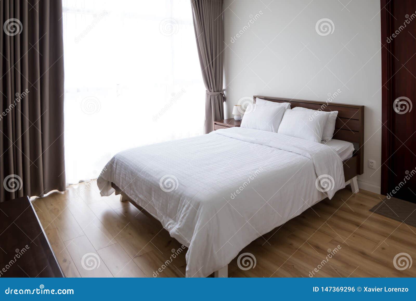 Hotel Room Bed. Booking a Room for Holidays Concept Stock Photo Image of holidays, decoration