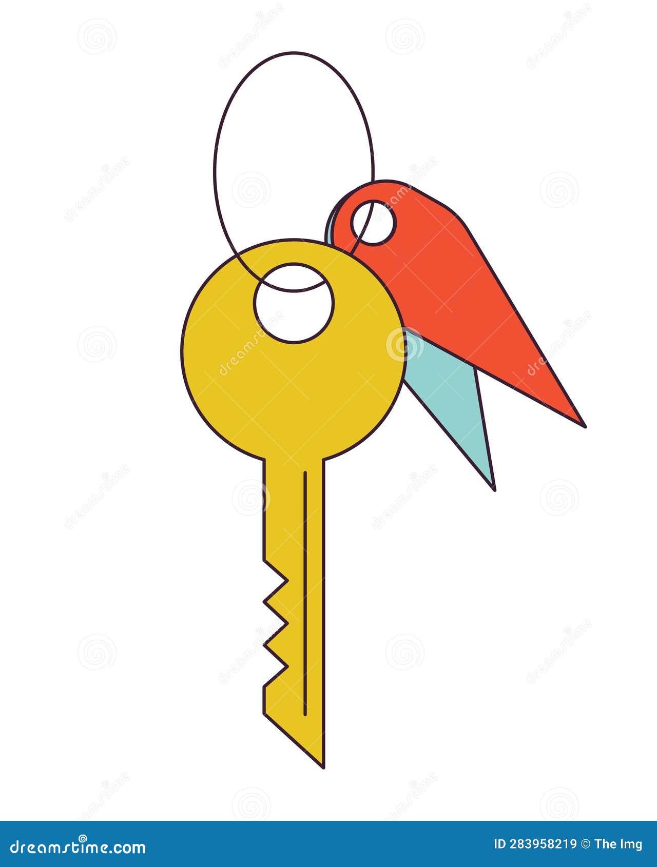 Hotel Room Key Flat Line Color Isolated Vector Object Stock Vector