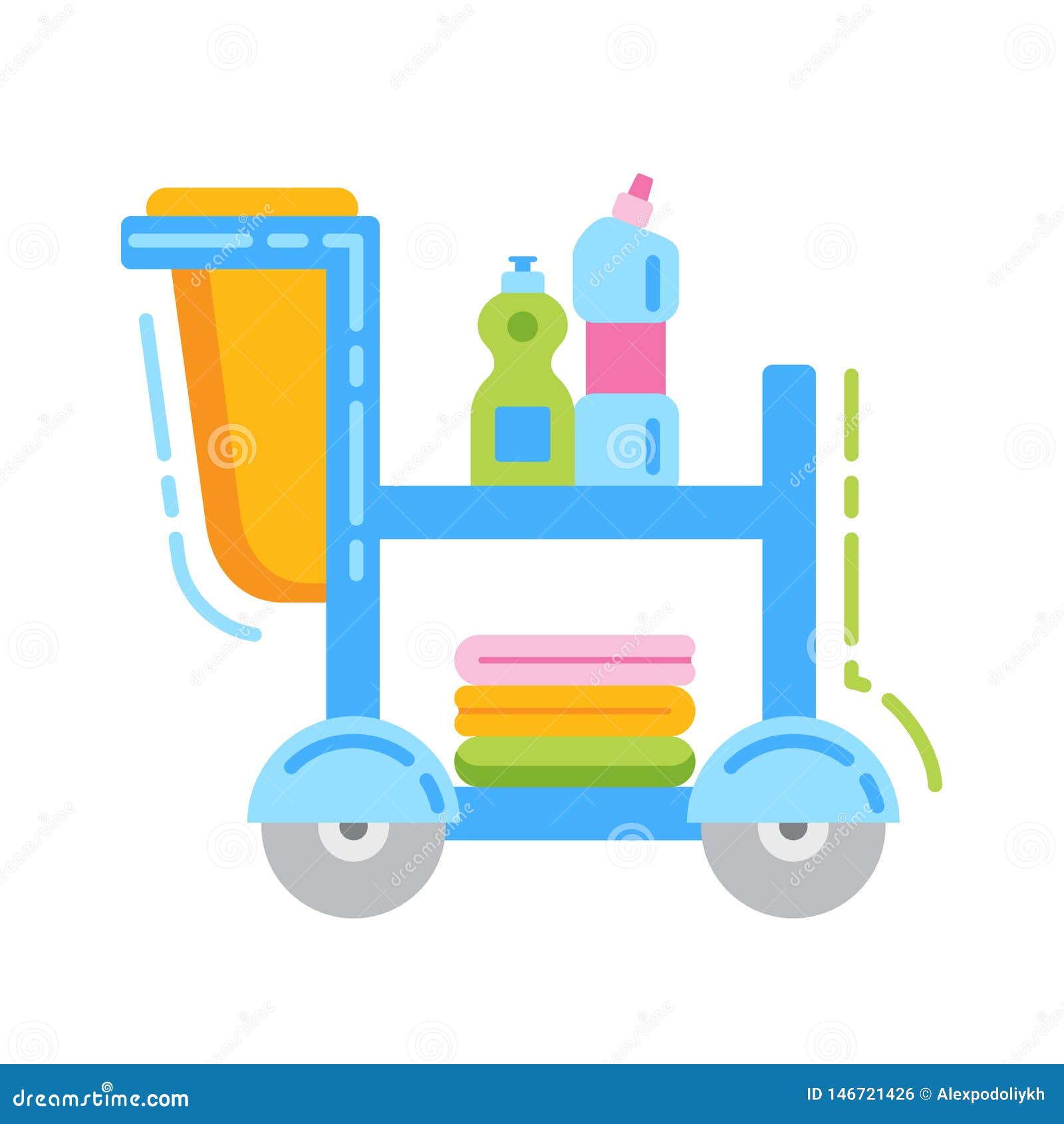 Color : Blue GR/Commercial Cleaning Trolley with Lid Hotel Housekeeping Service Mobile Pushing Cart Portable cart