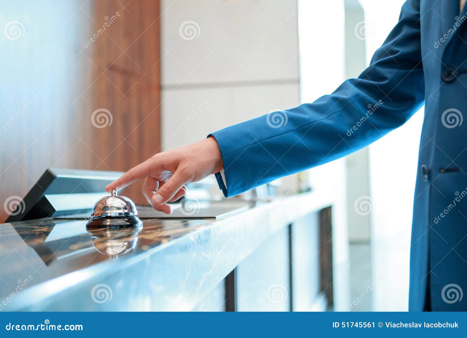 Hotel Service Bell At Reception Stock Image Image Of Hand