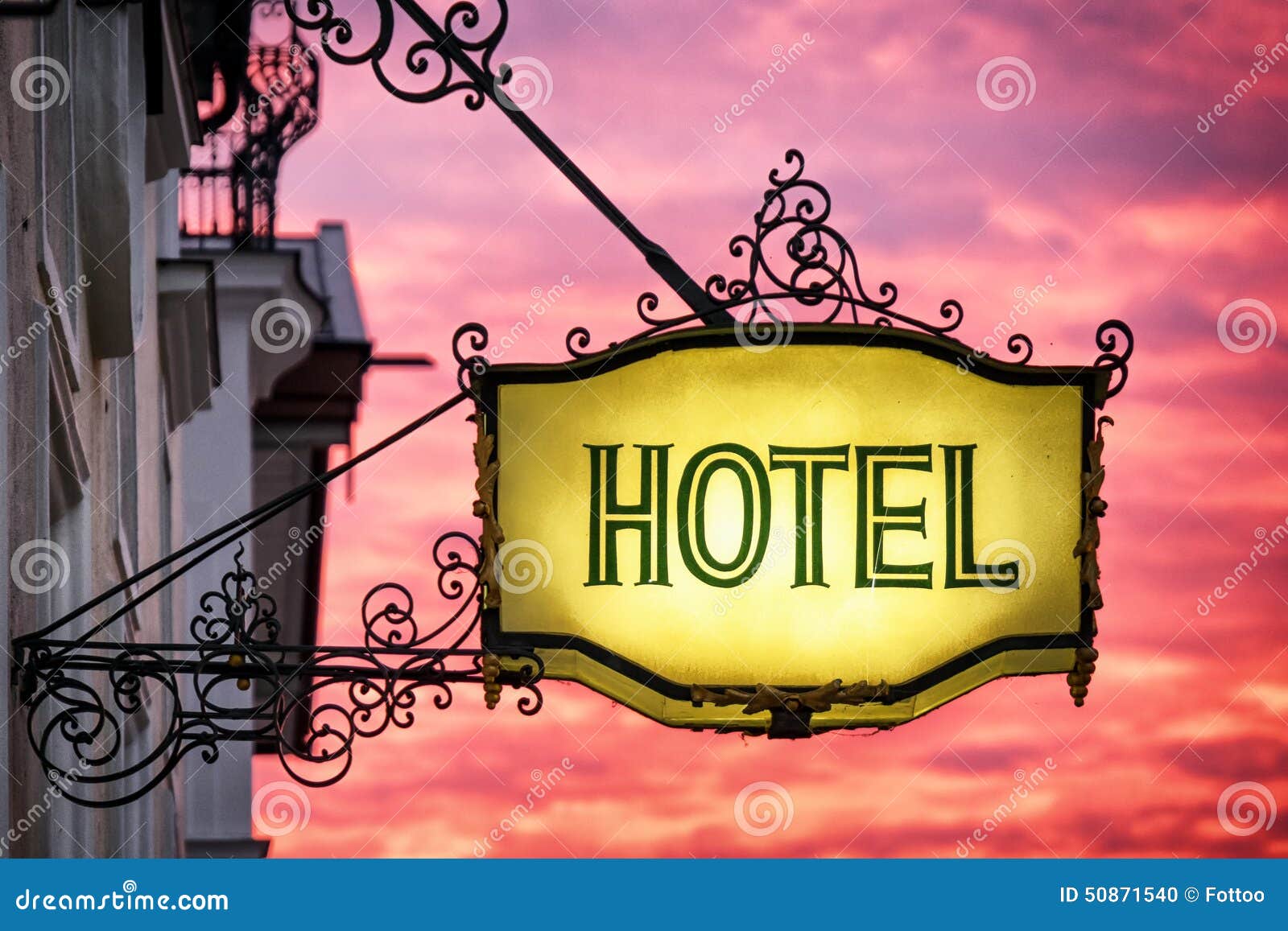 Hotel sign stock photo. Image of metal, word, single 50871540