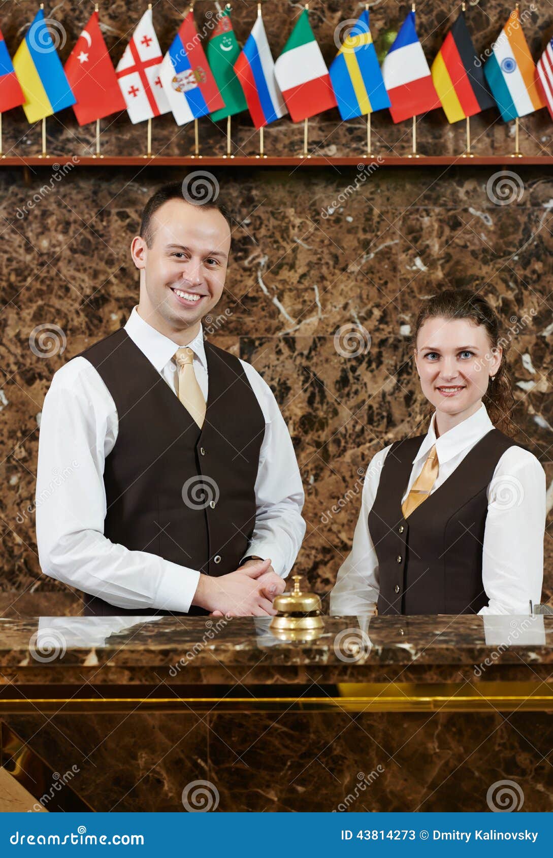 Hotel workers on reception stock image. Image of guest 43814273