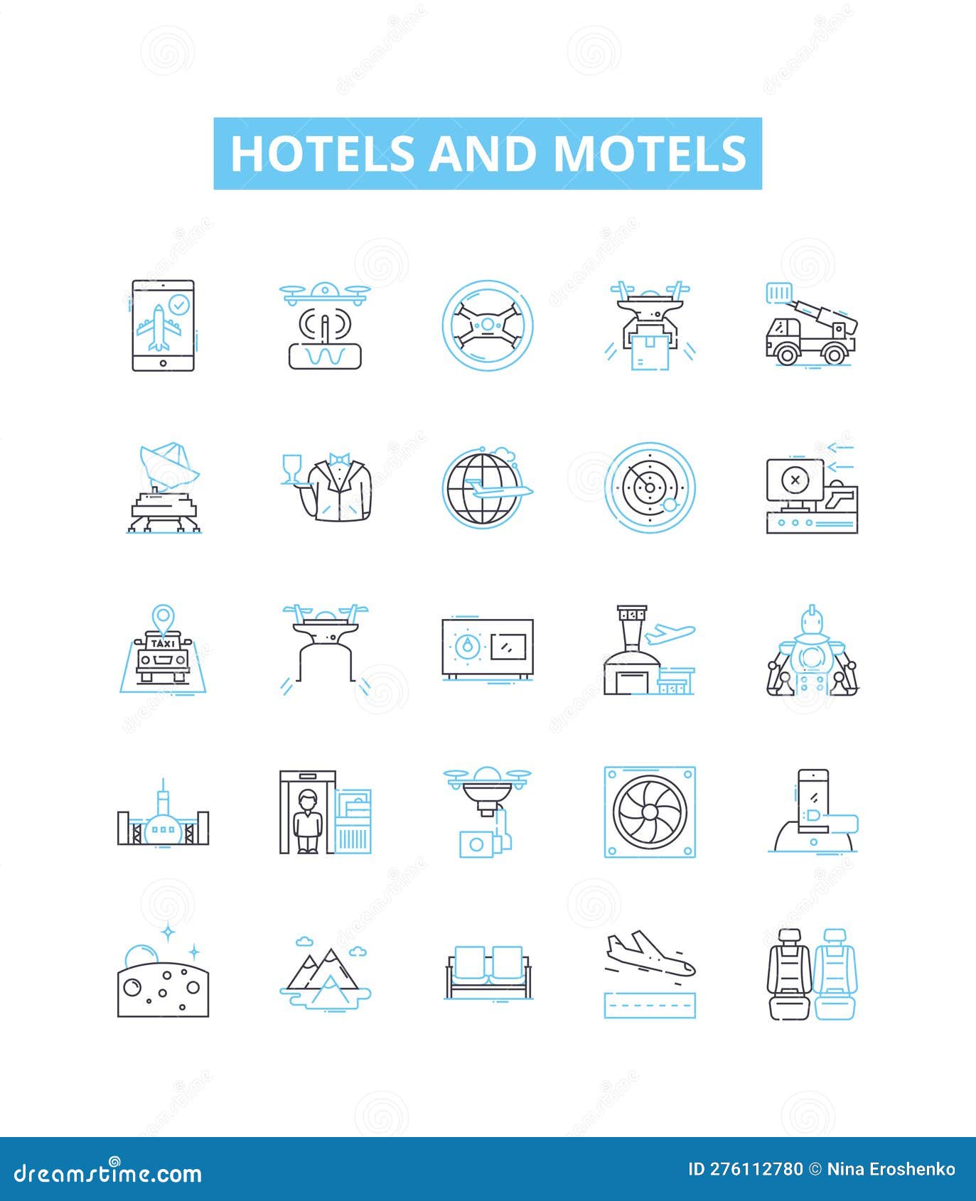 hotels and motels  line icons set. lodgings, accommodations, inns, resorts, suites, motels, hostels 