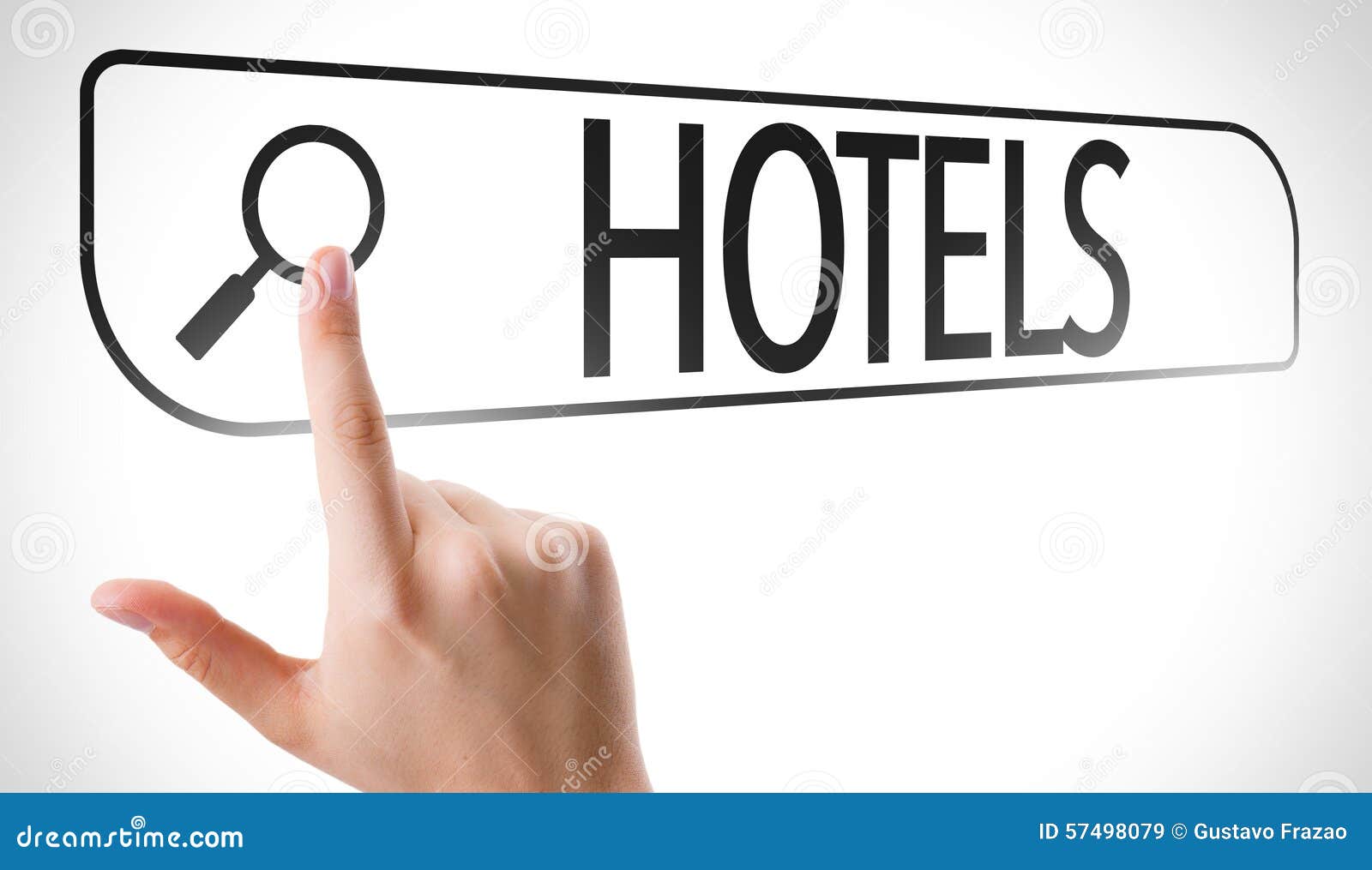 hotels written in search bar on virtual screen