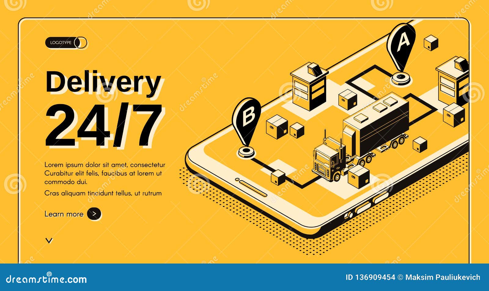 24-hour delivery service isometric  website