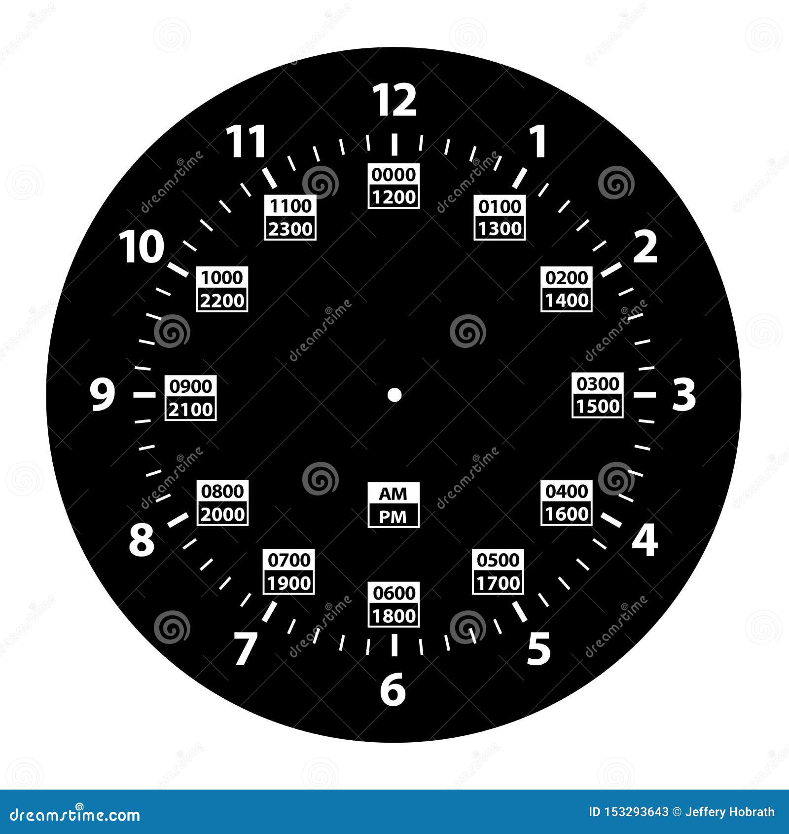 24 Hour Military Time And Standard Time Combo Clock Black Template Isolated Vector Illustration Stock Vector Illustration Of Army Military