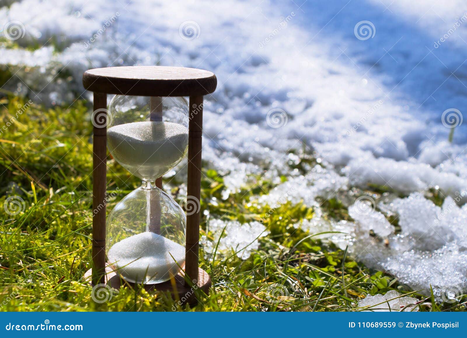 hourglass as a  of changing of the seasons. spring is coming