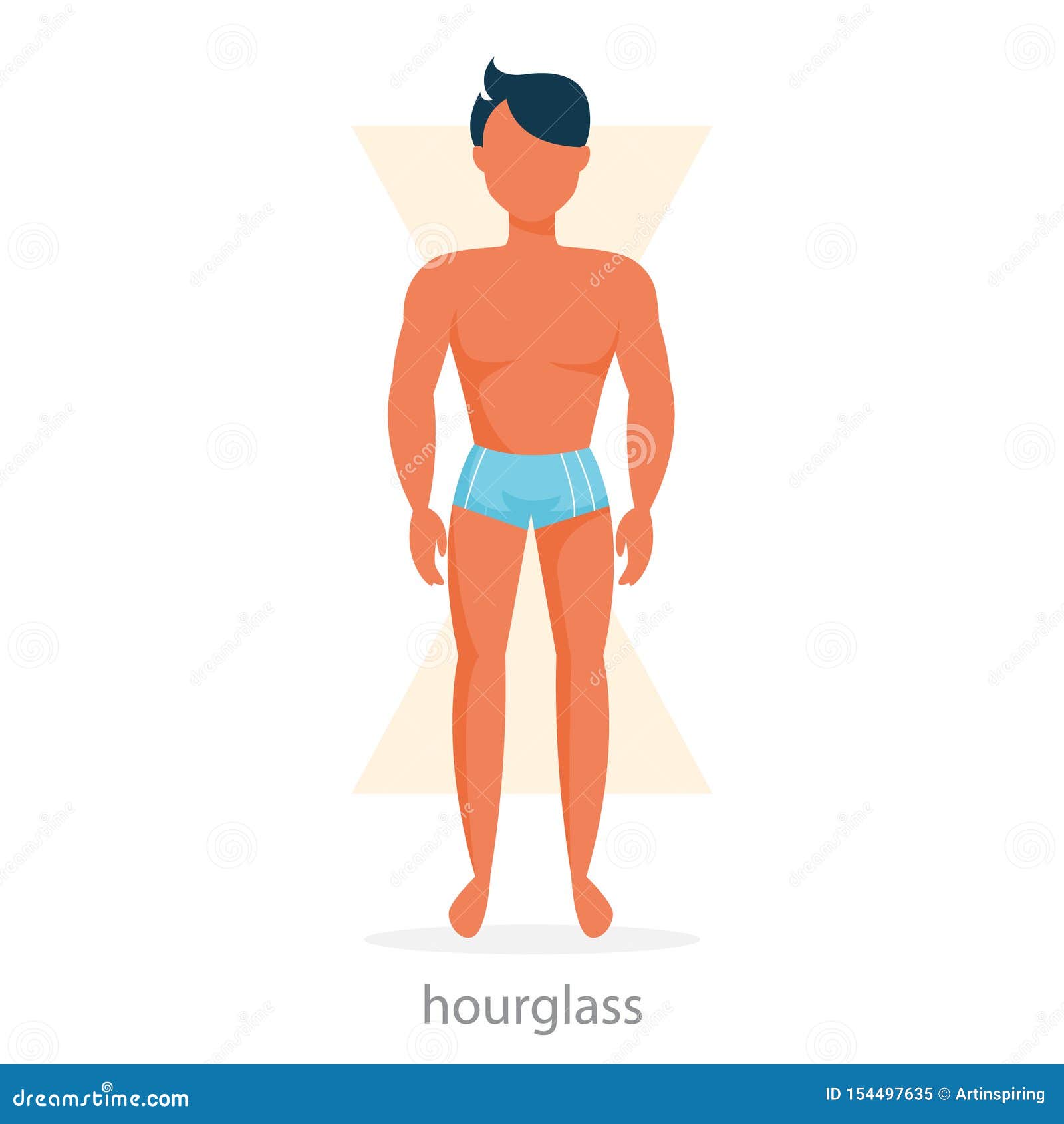 Hourglass Body Shape. Male Character in Underwear Stock Vector