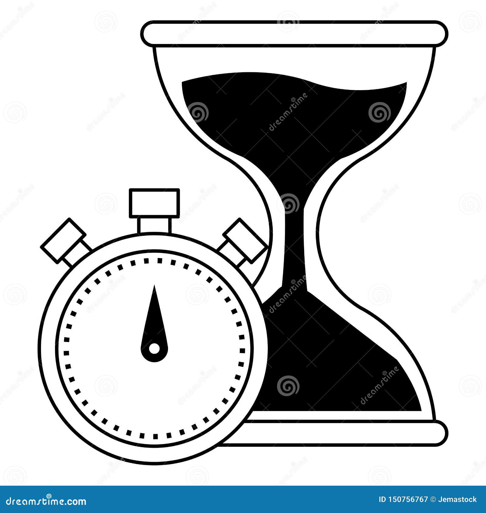 Hourglass Sand Timer Icon Cartoon in Black and White Stock Vector -  Illustration of pressure, glass: 150756767