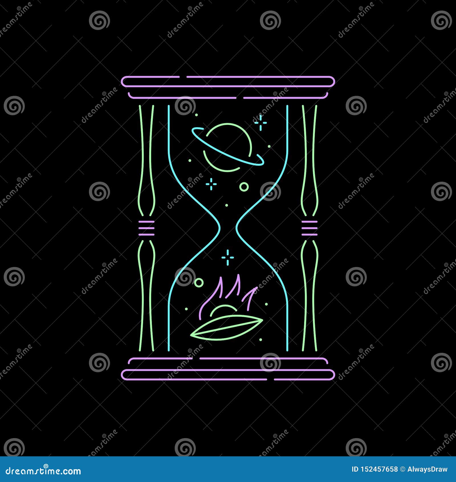 hourglass space color neon badge black