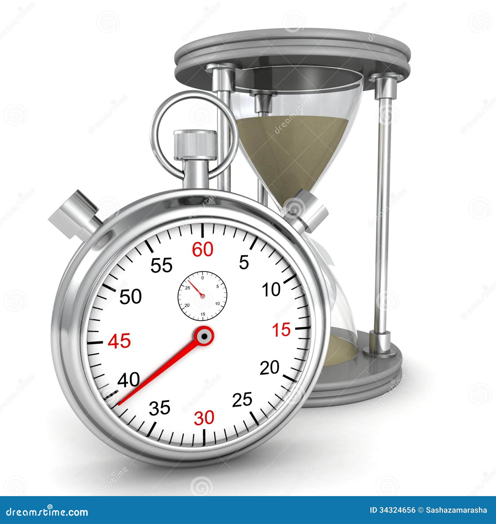 Hourglass And Stopwatch On White Background Royalty Free Stock Image