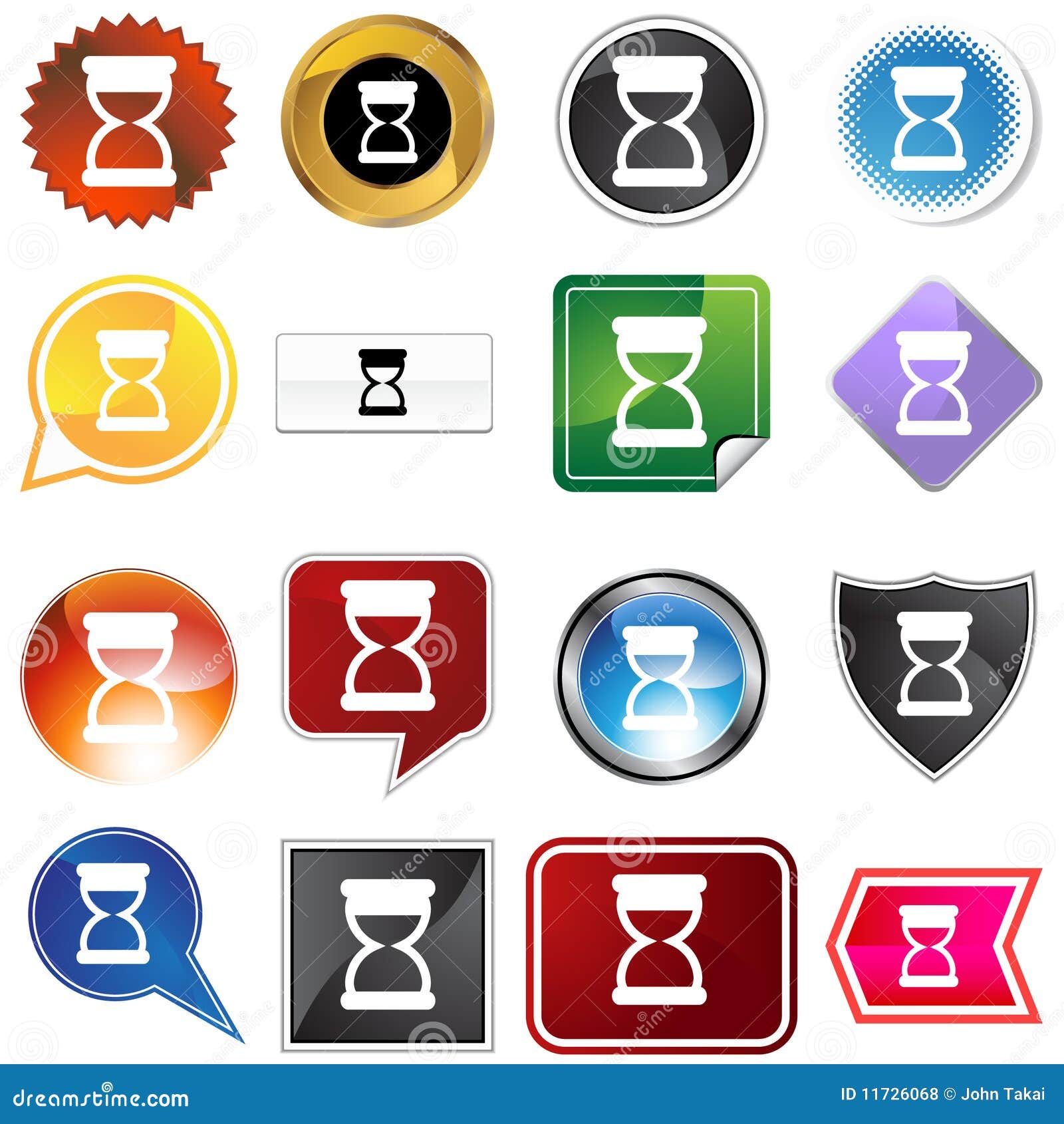 Hourglass Timer Variety Icon Set. Hourglass timer isolated on a white background.