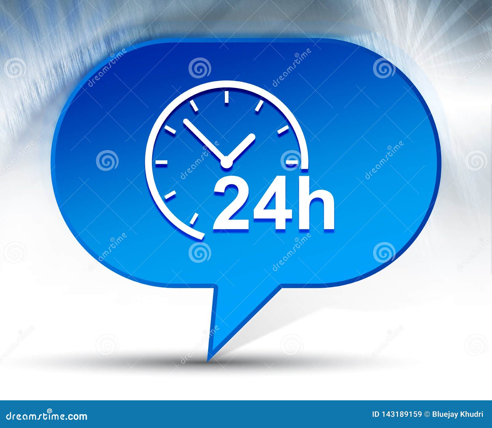 24 Hours Clock Icon Blue Bubble Background Stock Illustration