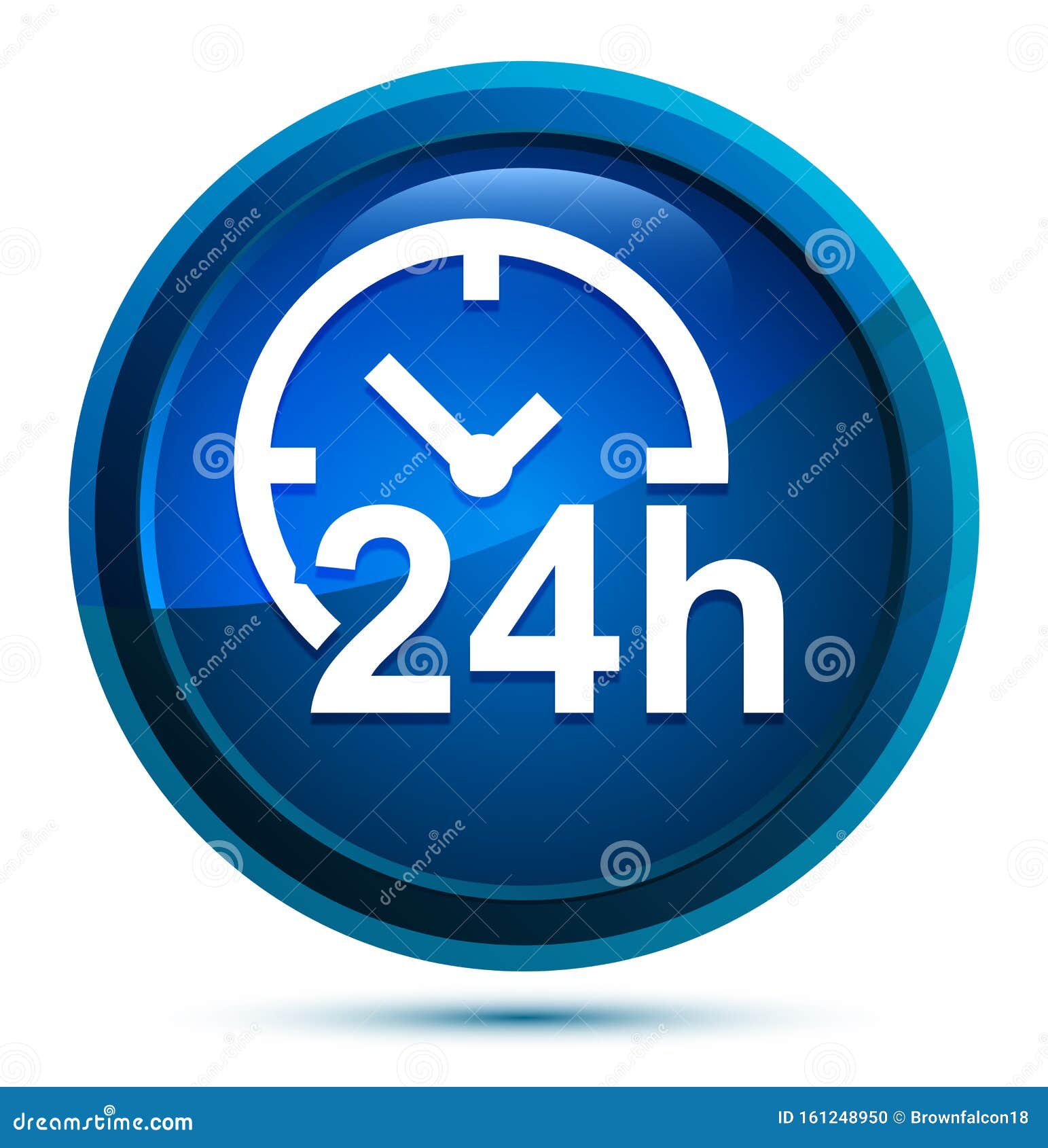 24 Hours Clock Icon Elegant Blue Round Button Illustration Stock Vector