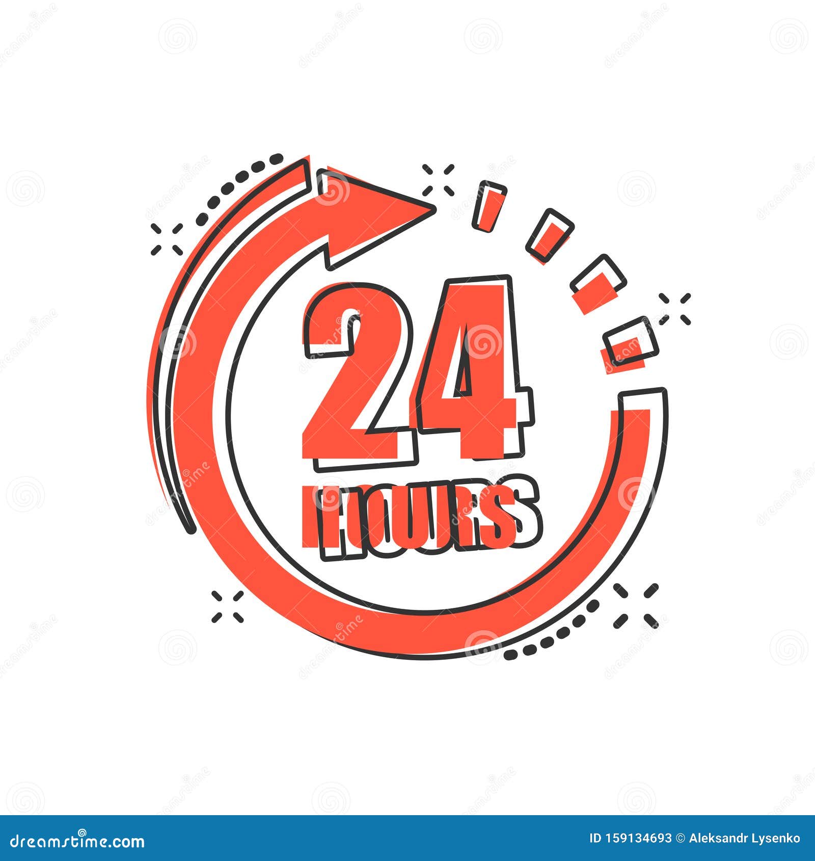 24 Hours Clock Sign Icon in Comic Style. Twenty Four Hour Open Vector  Cartoon Illustration on White Isolated Background Stock Vector -  Illustration of delivery, cartoon: 159134693