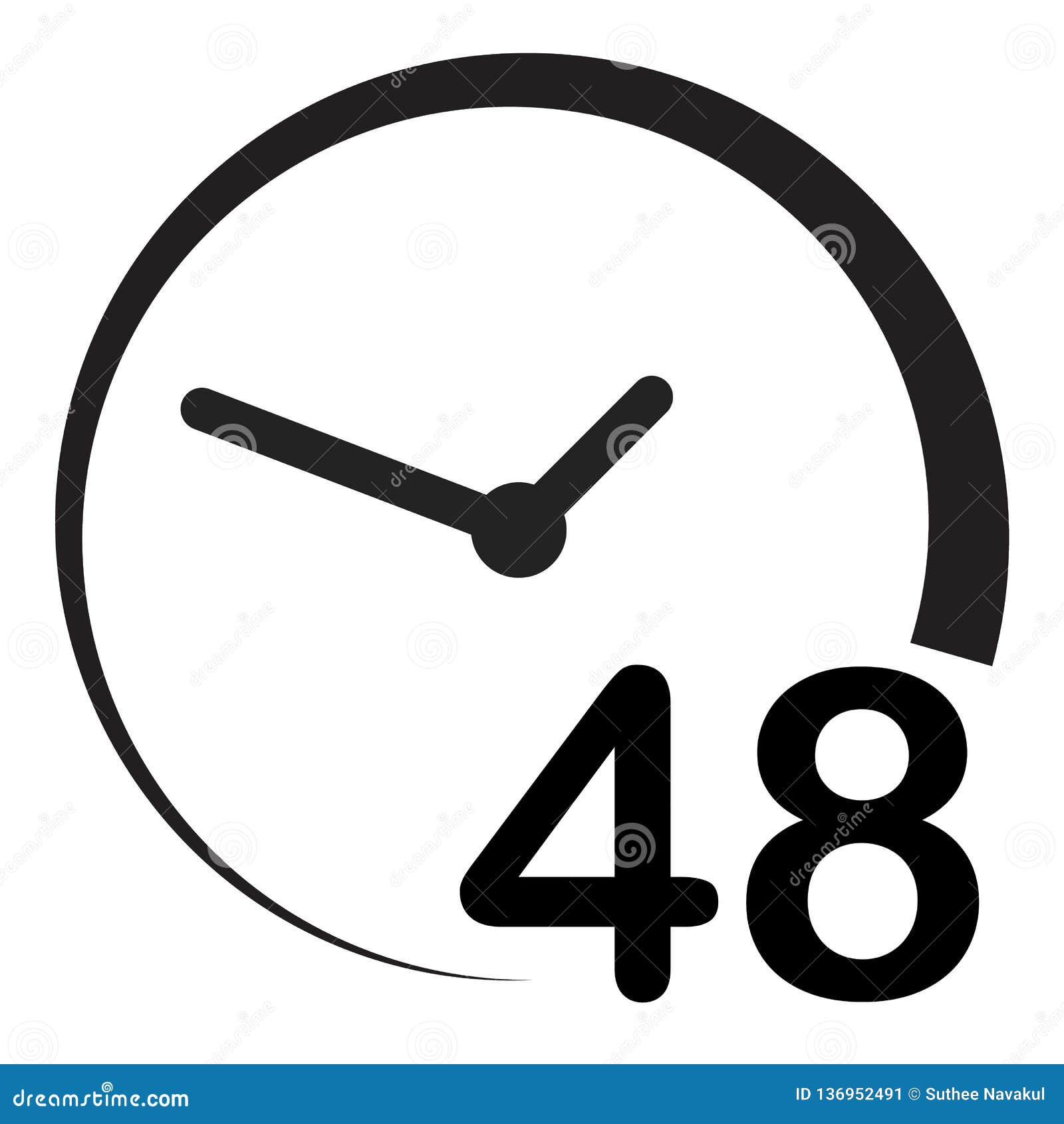 48 Hours On White Background. Flat Style. 48 Hours Sign. Simple ...
