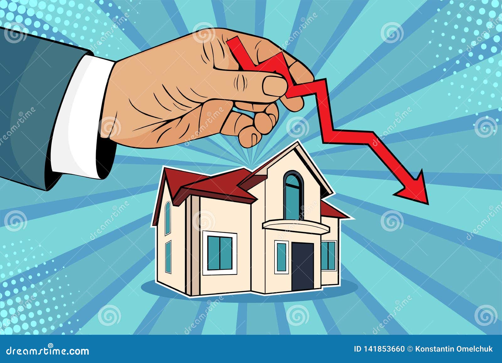 House Prices Going Down Illustrated Graph RoyaltyFree Stock Image