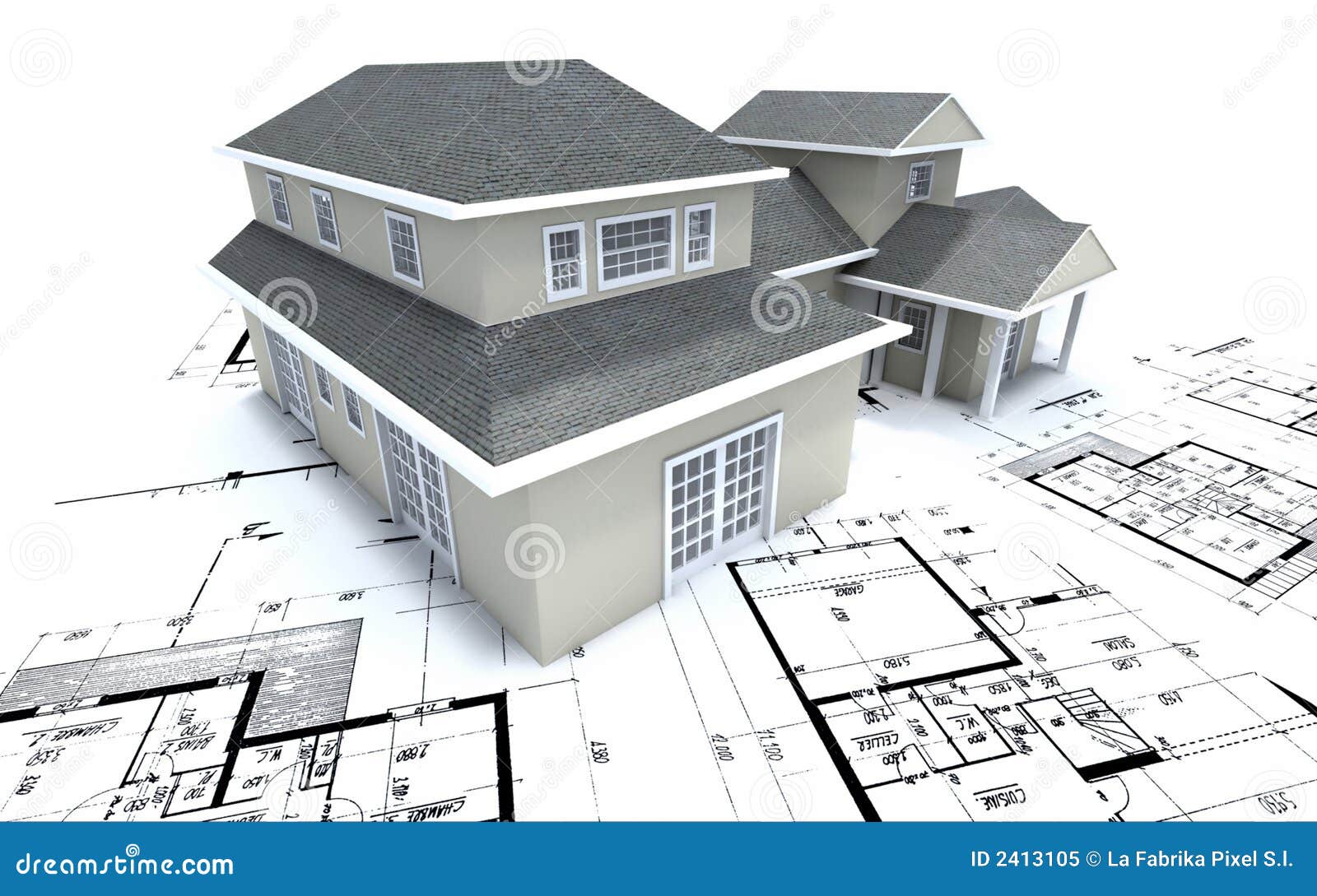 House On Architect Plans Royalty Free Stock Photo Image 2413105