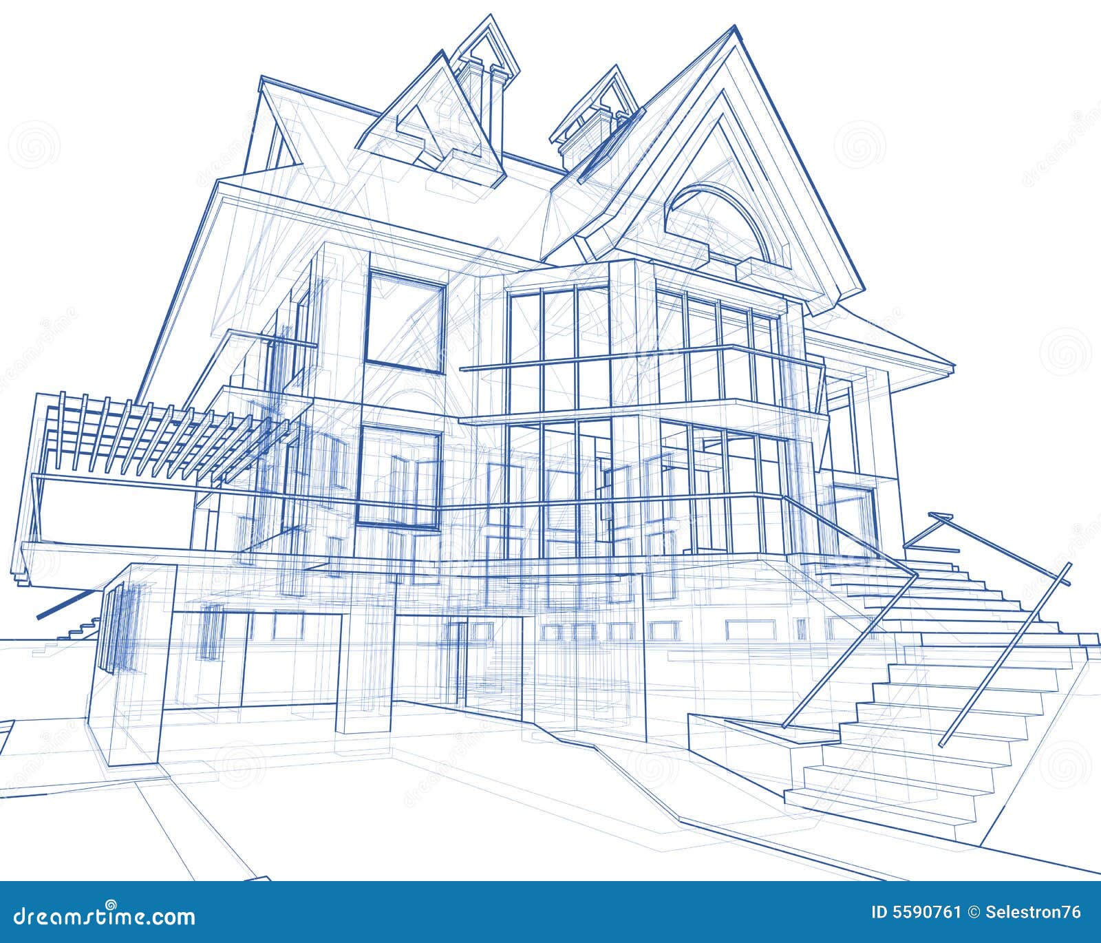 House Architecture Blueprint Stock Illustration