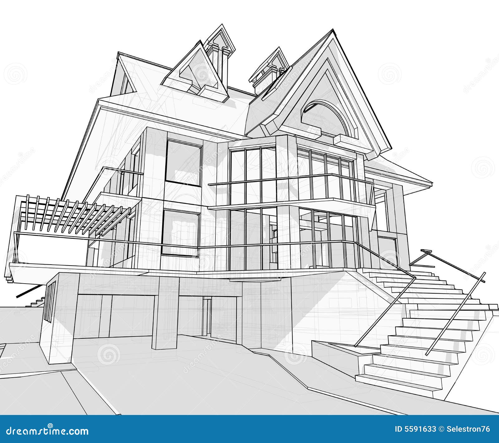  House  Architecture  Blueprint  Stock Vector Illustration 