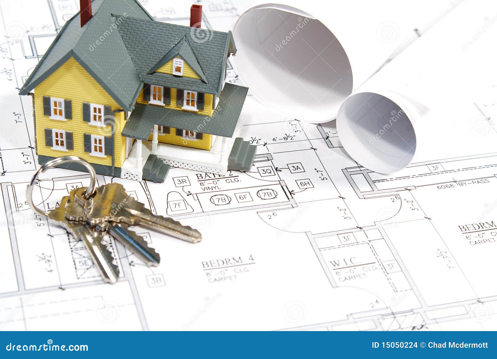 House Blueprints stock photo. Image of improvement, rolled - 15050224