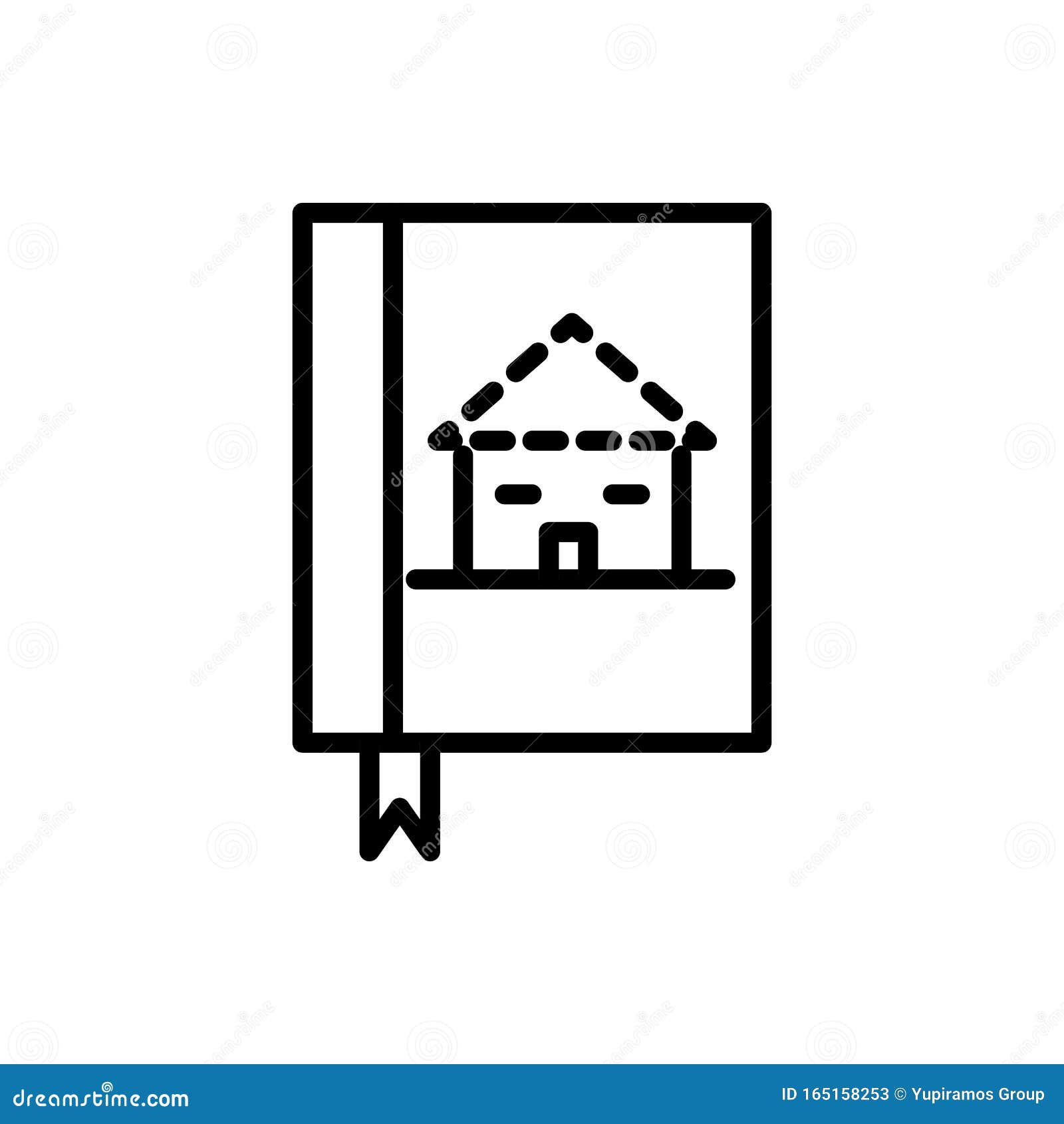 House Book Bookmark Architecture Icon Line Style Stock Vector Illustration of flat, bookmark