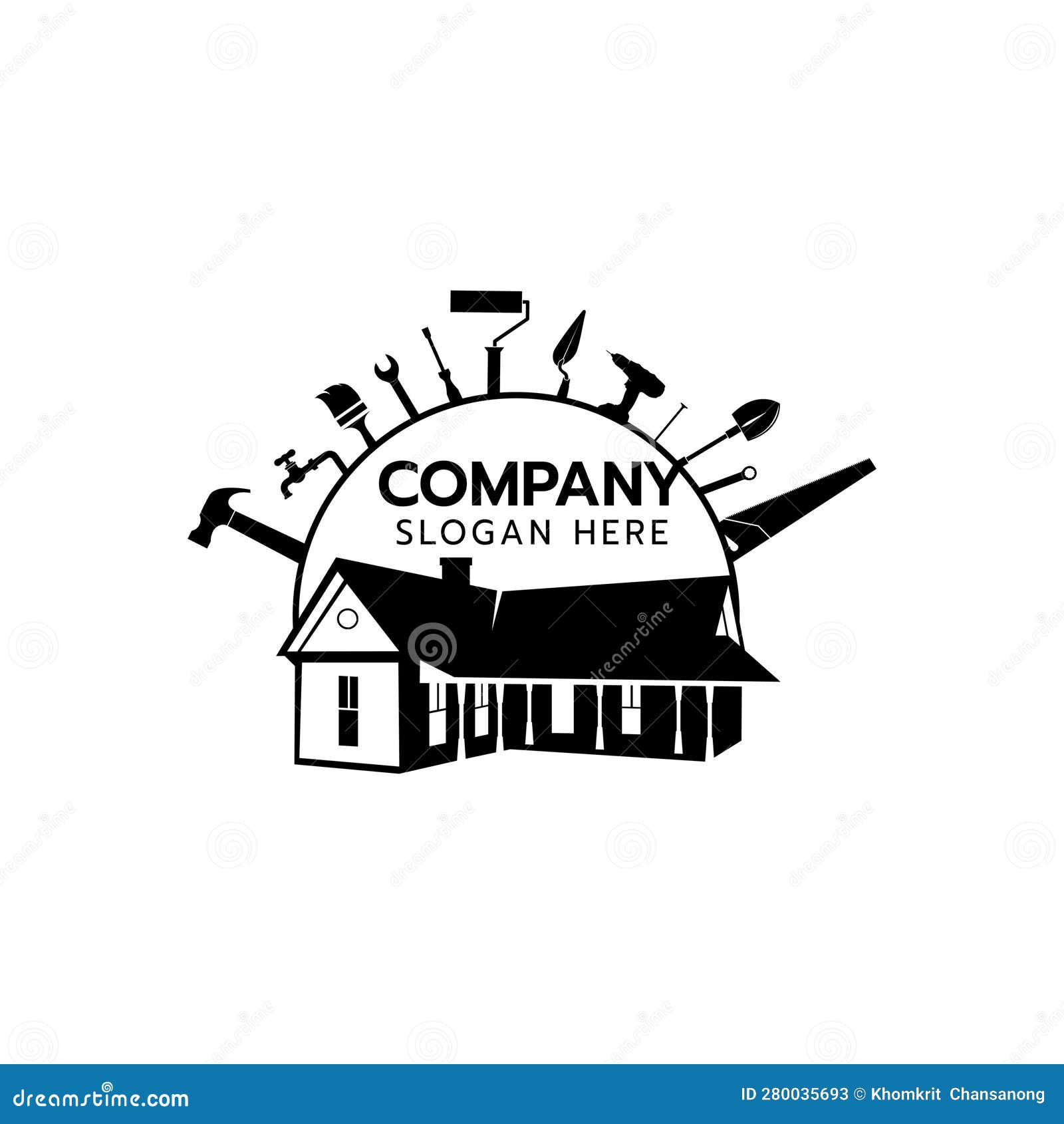 House Building Worker Logo Stock Illustrations – 4,385 House Building ...