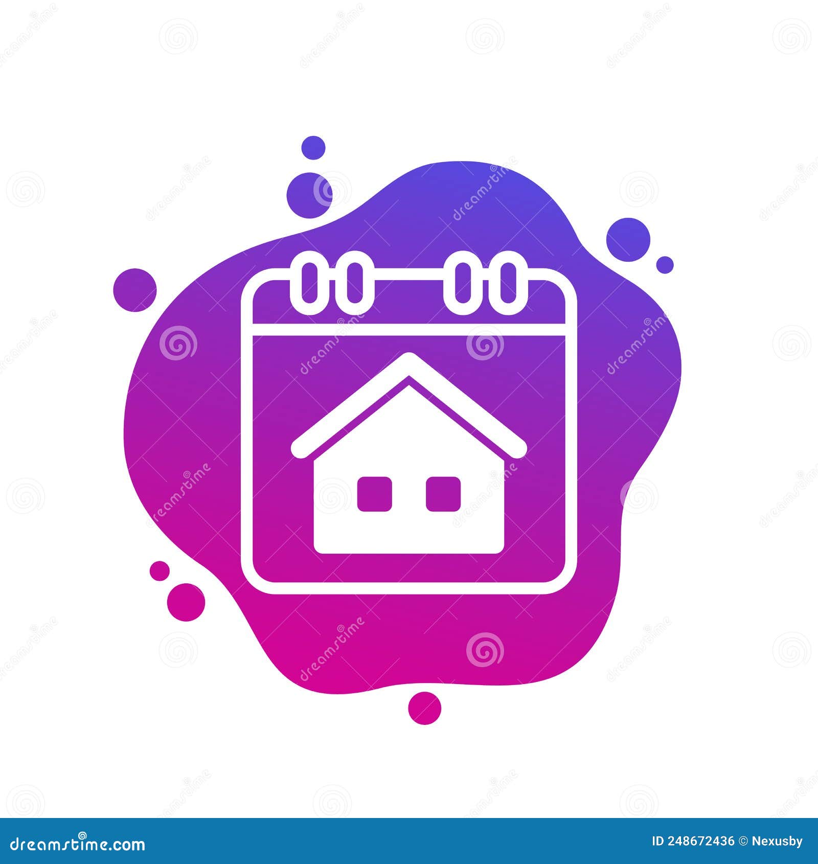 House and Calendar, Booking Schedule Icon Stock Vector Illustration