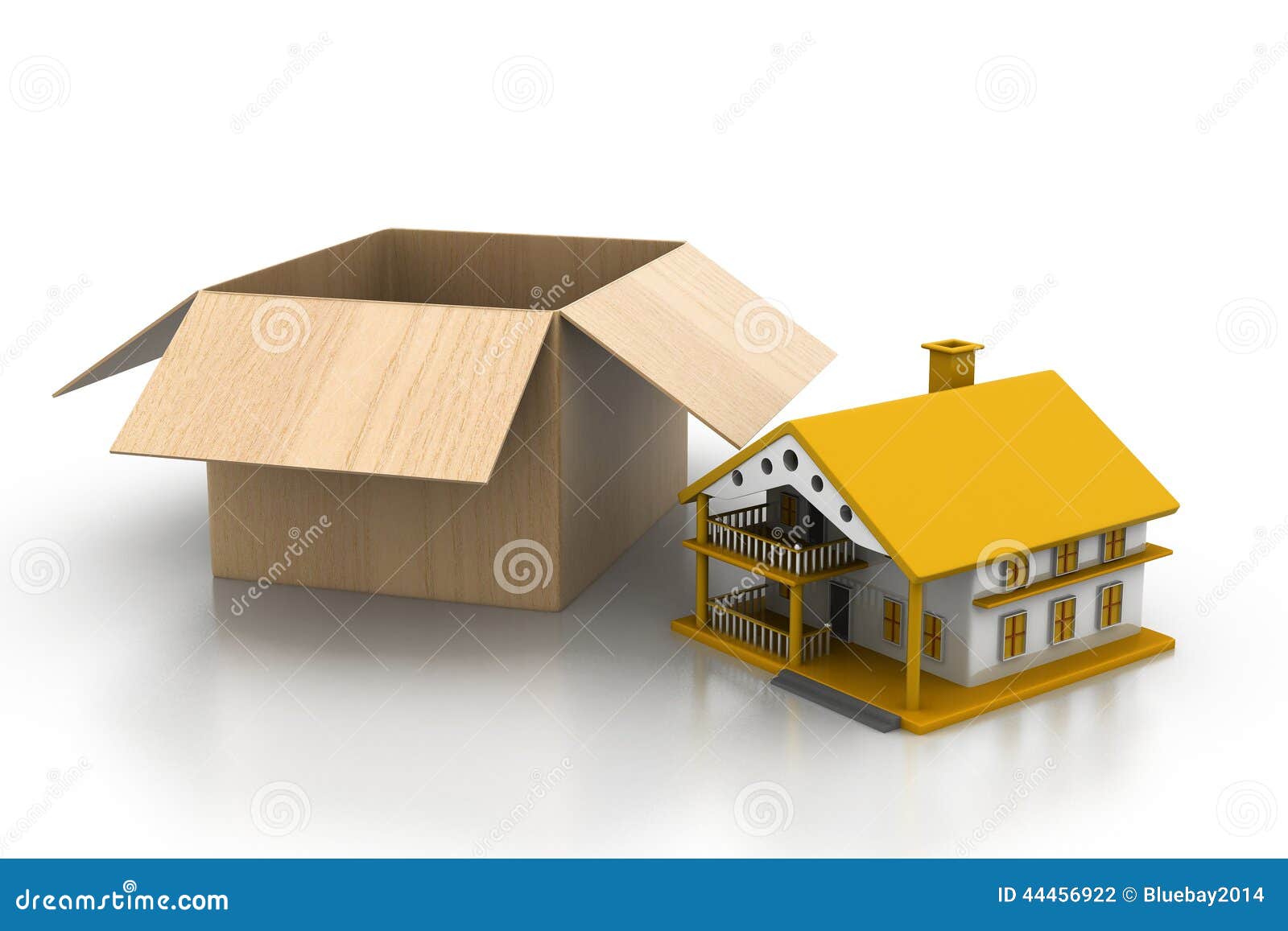 House with cardboard box stock illustration. Illustration of estate
