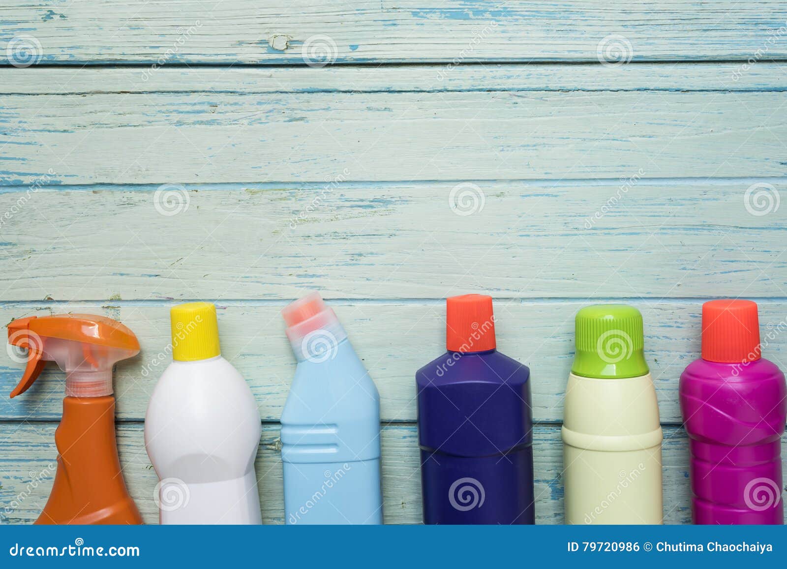 House Cleaning Product on Wood Table Stock Photo Image of house
