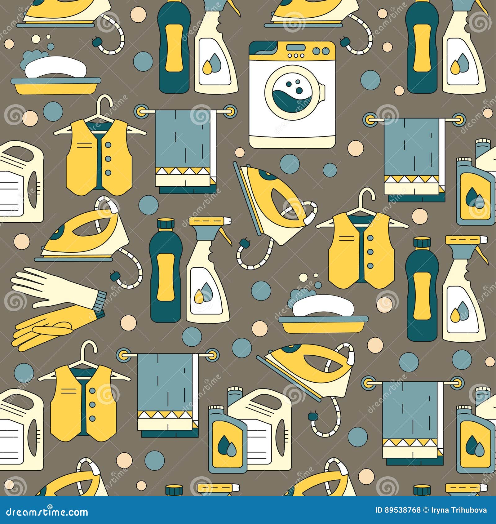 House Cleaning Seamless Vector Pattern. Stock Vector - Illustration of ...