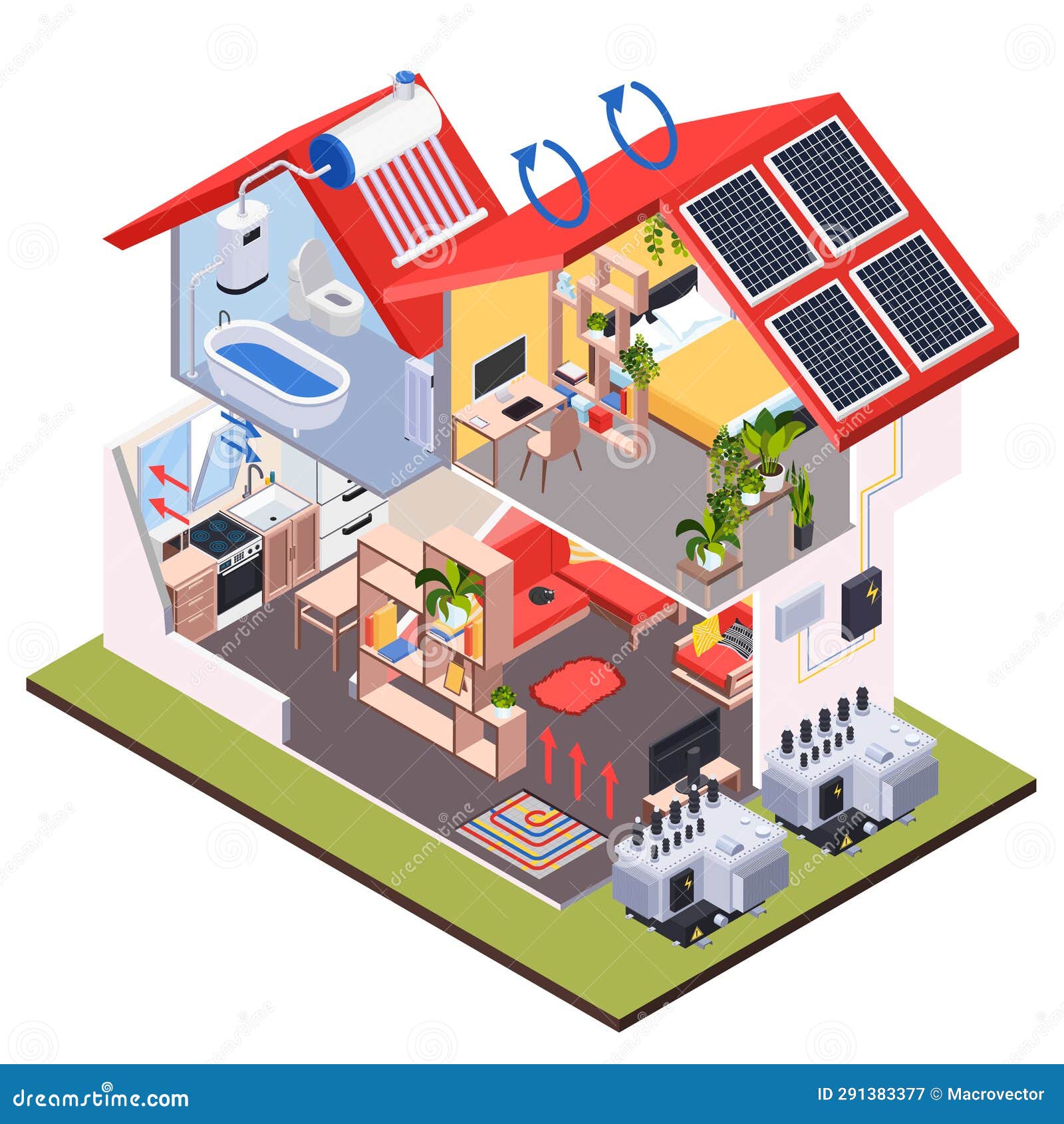 House Climate Systems Composition Stock Illustration Illustration of