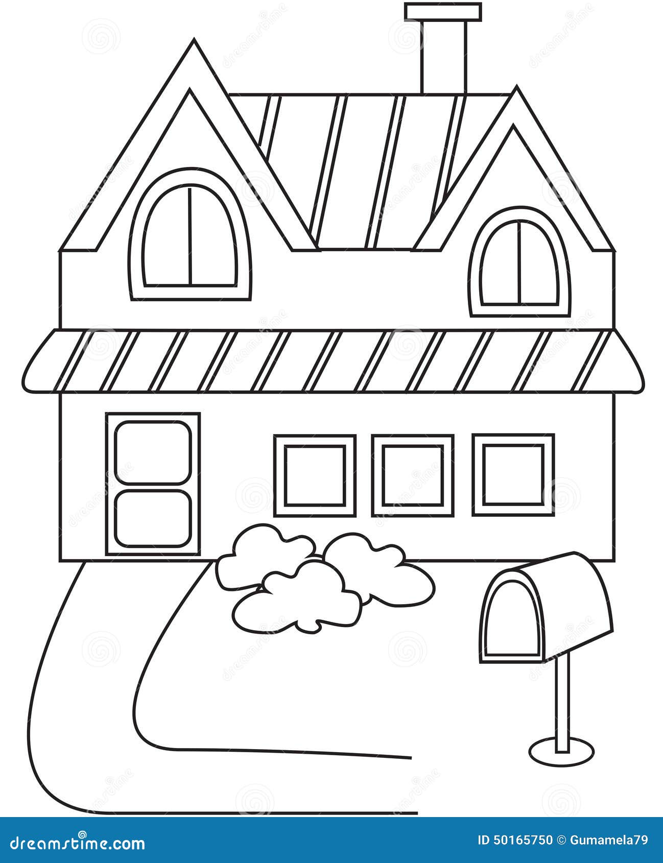 House Coloring Page Stock Illustration - Image: 50165750