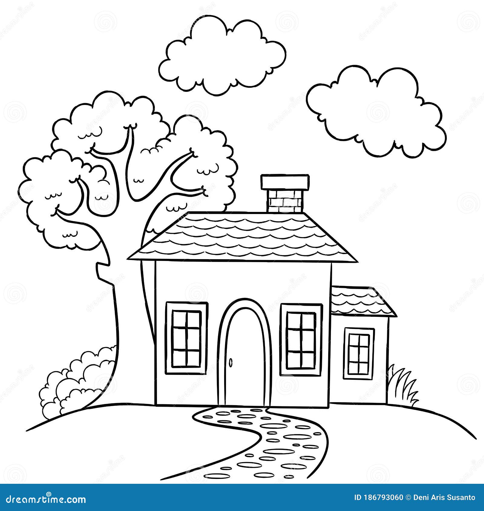 House Coloring Page, Useful As Coloring Book for Kids, Stock Vector -  Illustration of isolated, cartoon: 186793060