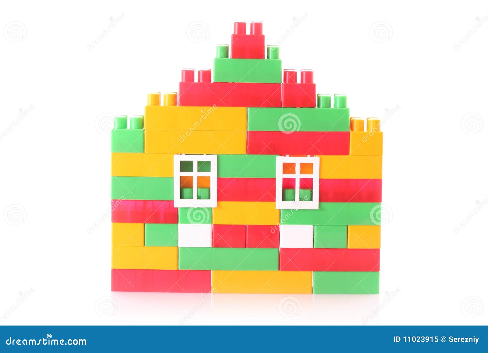 House Constructed From Toy Bricks Isolated Stock Image Image of block