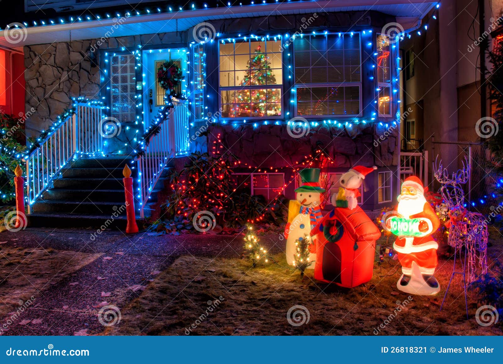 house decorated with christmas lights