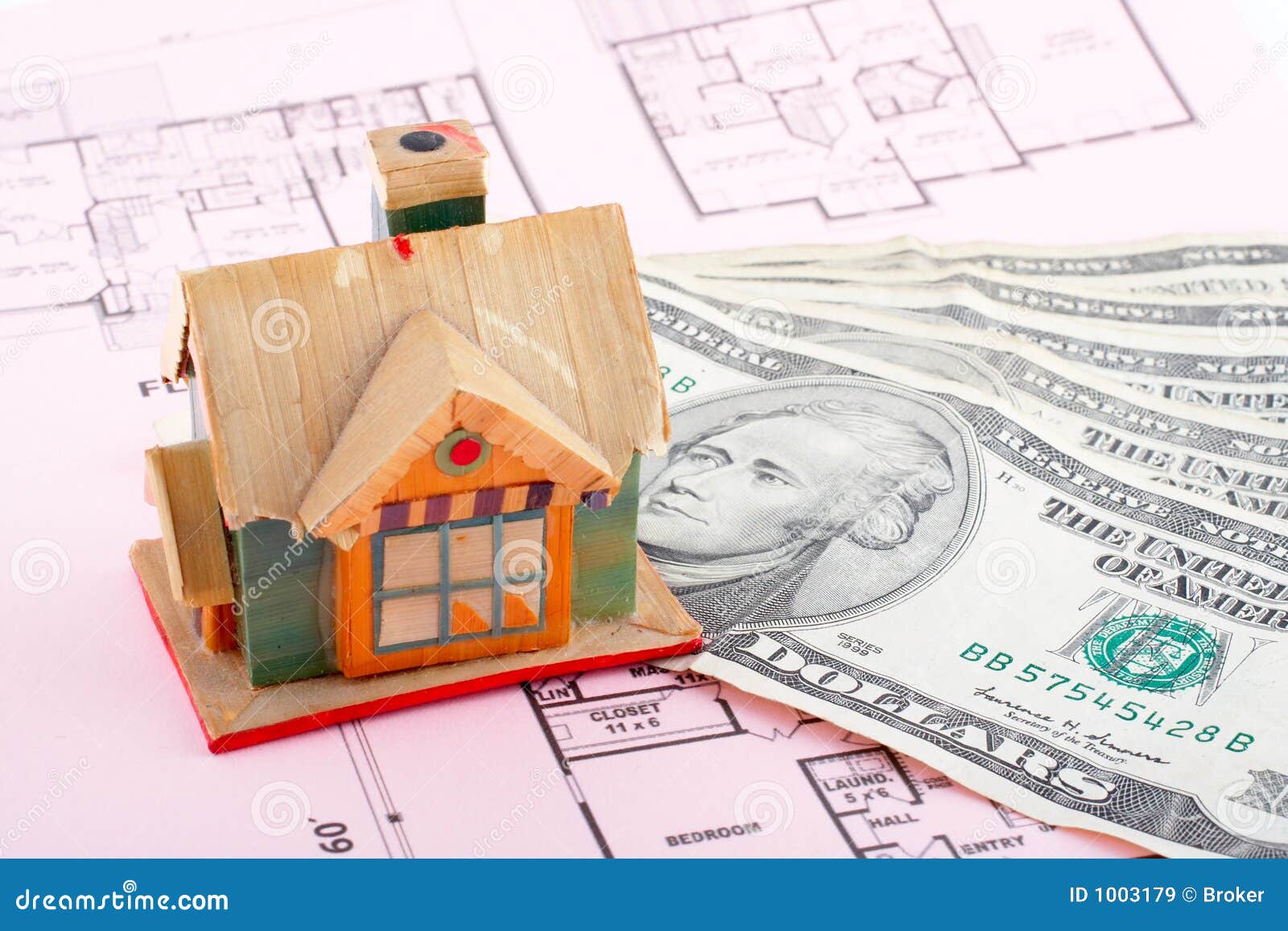 House and dollar bills stock image. Image of diagram, lease 1003179