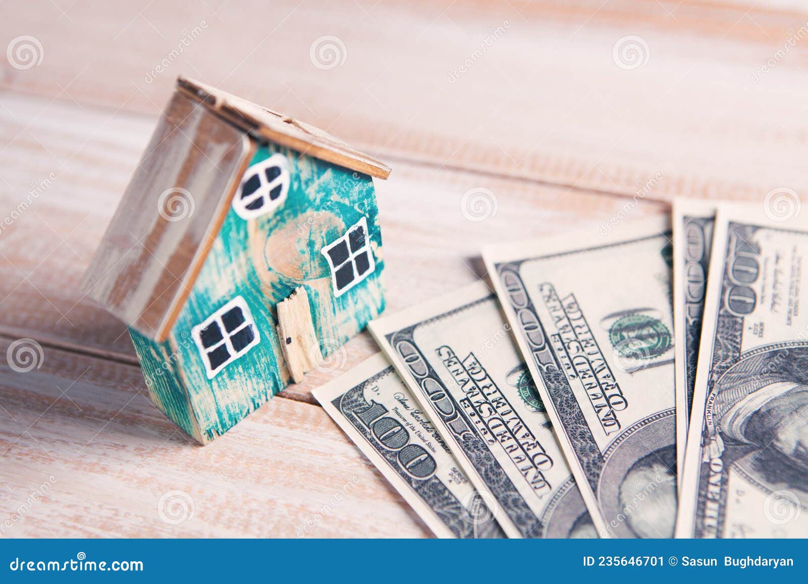 House and Dollar Bills on the Table Stock Image Image of taxation