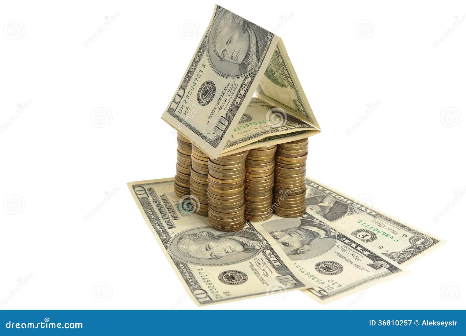 House of dollars and coins stock image. Image of dollar 36810257