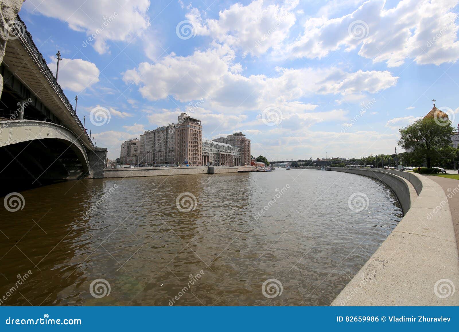 house on the embankment with the state estrada theatre inscription in russian.center of moscow, russia