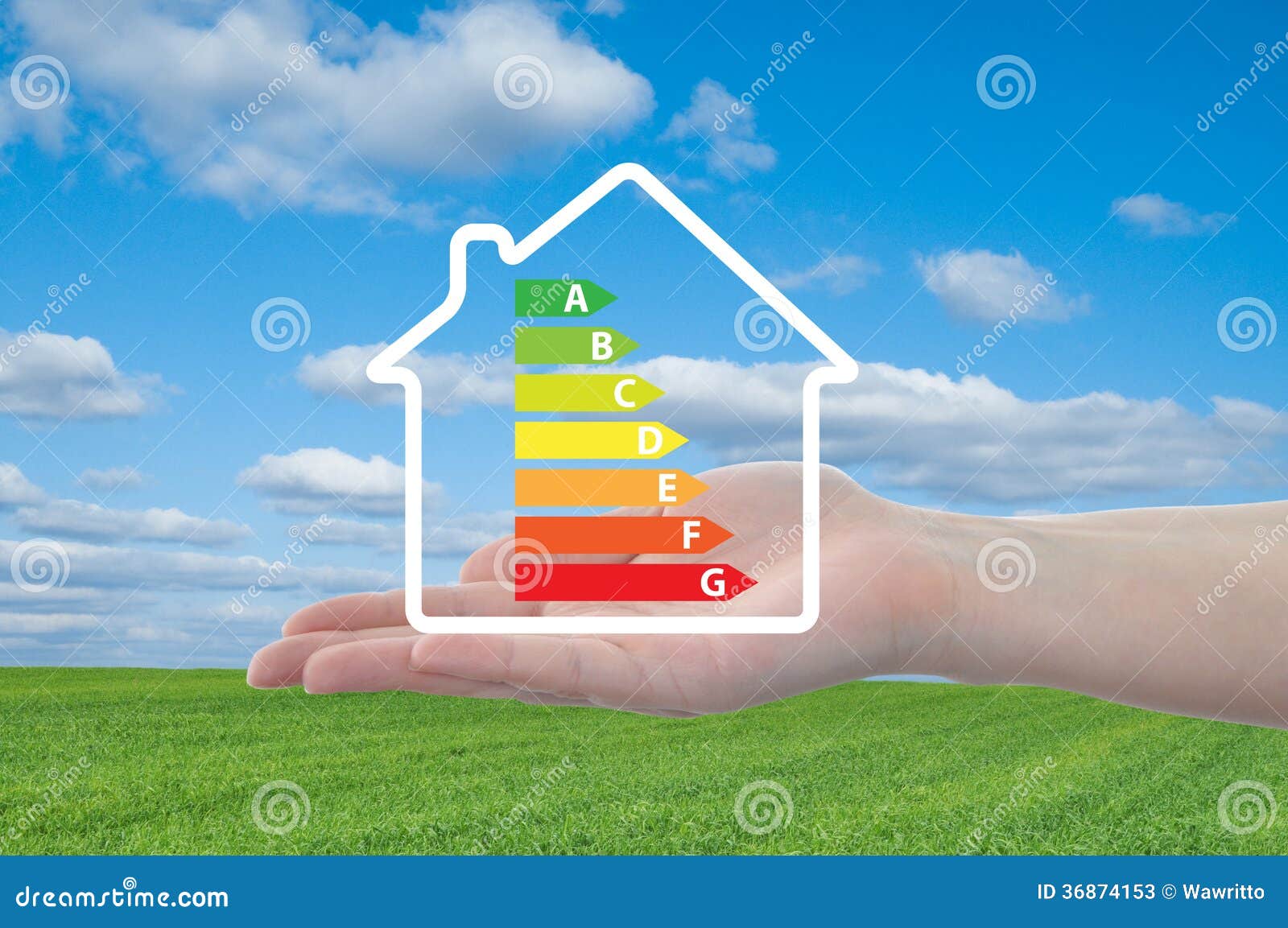 house and energy efficiency graph on hand