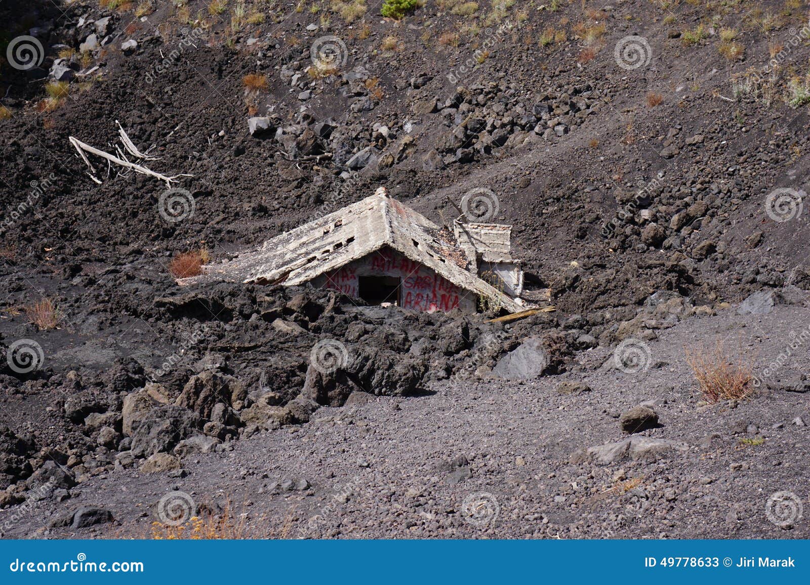 House after Eruption of Etna Stock Image Image of disaster, roof