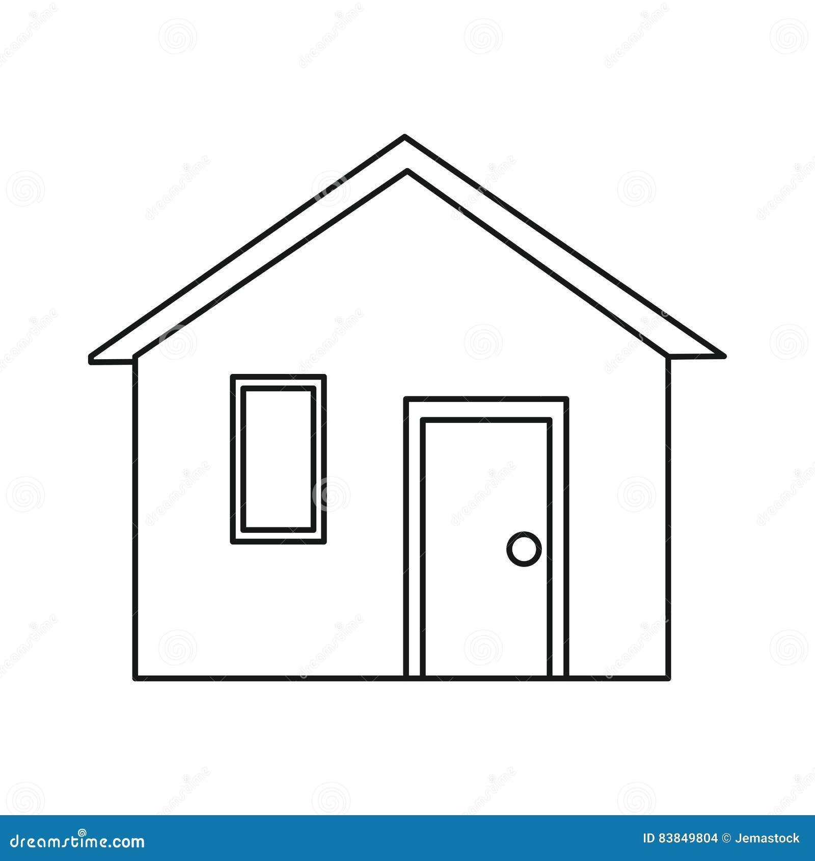 House Family Front View Outline Stock Vector 