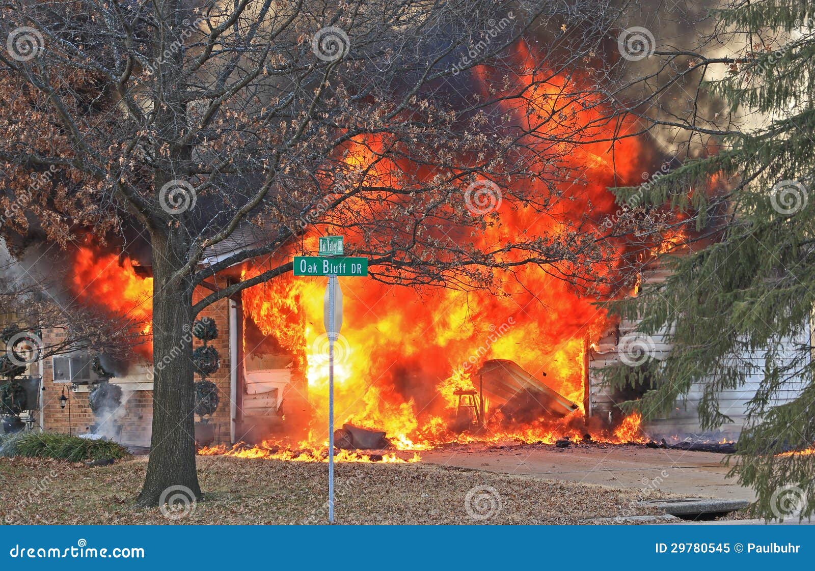 Fire on Oak Bluff 1 stock image. Image of danger ...
